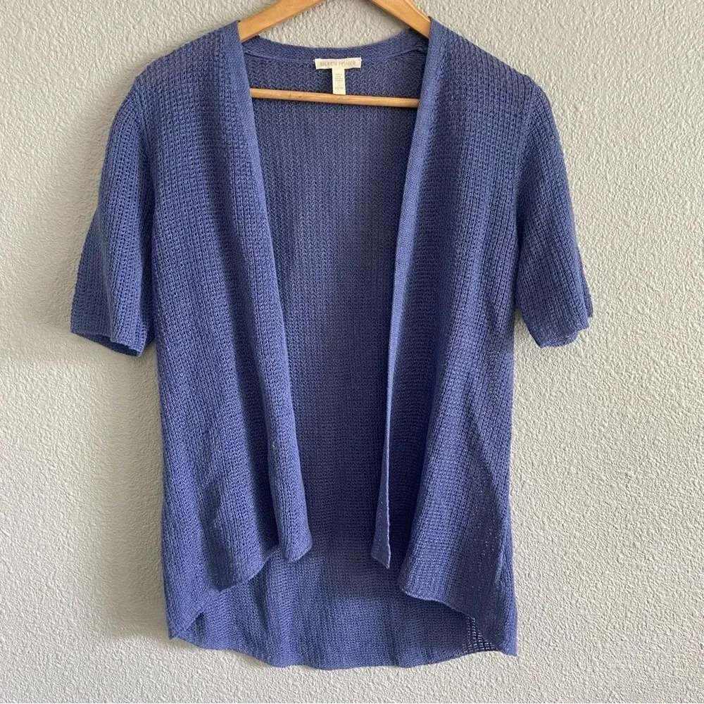 Eileen Fisher Open Cardigan Short Sleeve Size XS Organic‎ Linen
